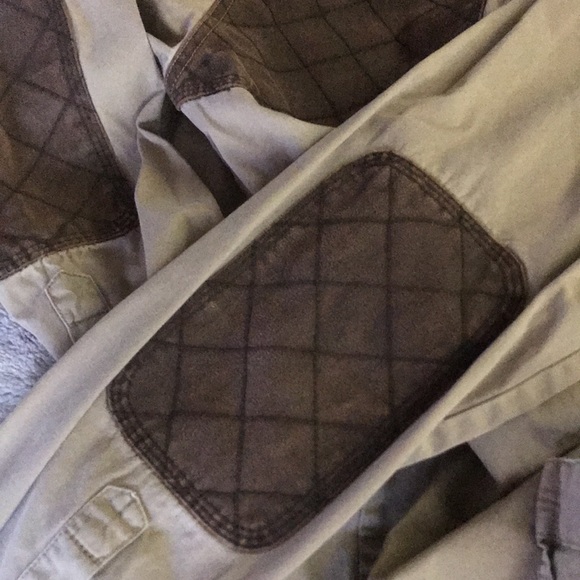 Khaki canvas button down shirt M elbow patches rustic hunter field stream - Picture 7 of 8